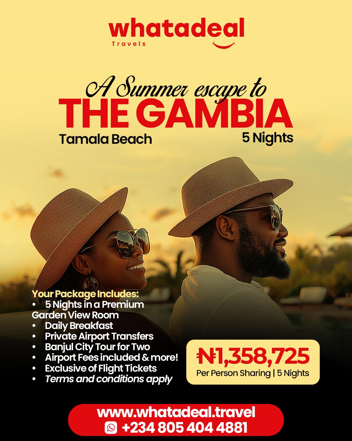 A Summer Escape to The GAMBIA - Tamala Beach Resort Package's banner